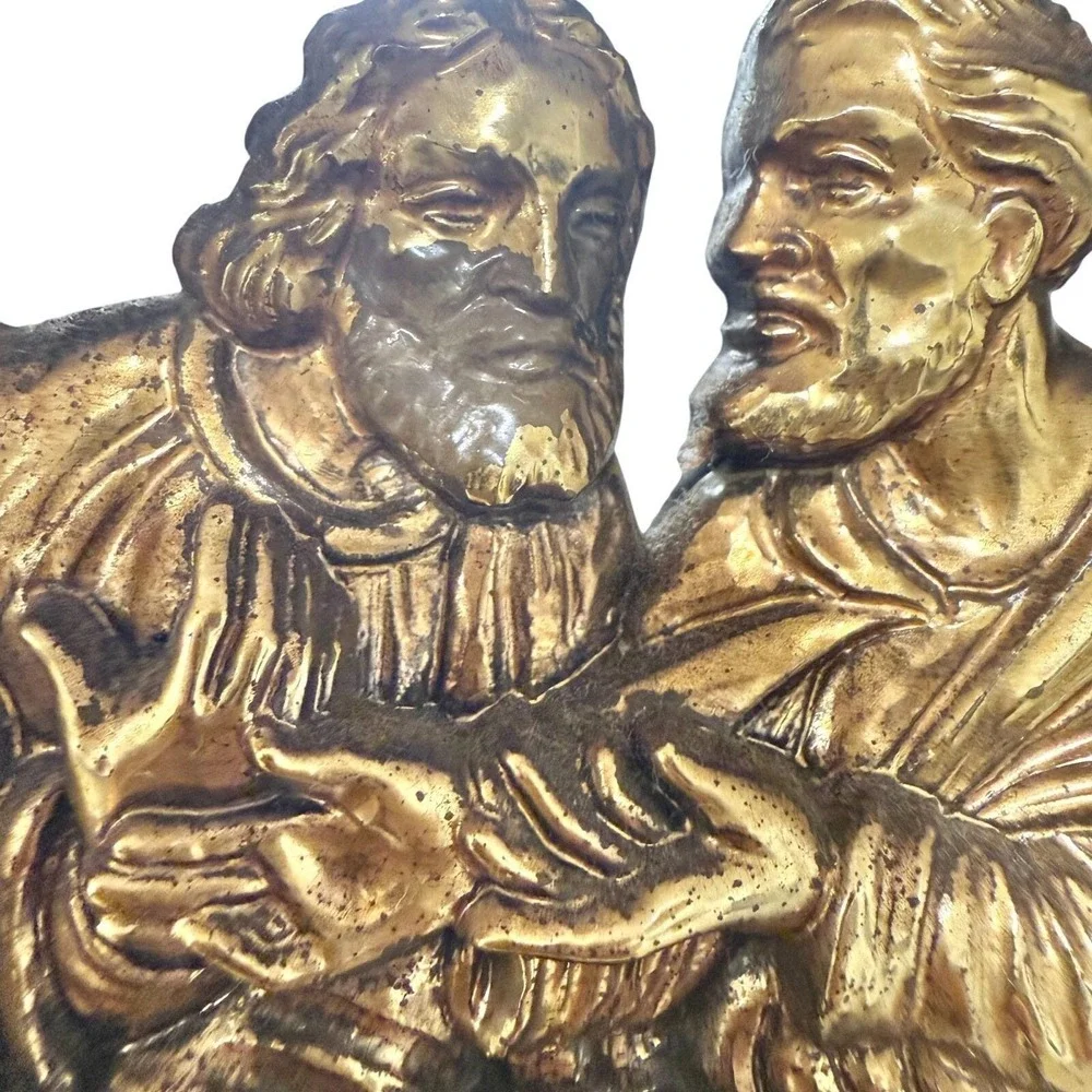 Vintage Home Interior Last Supper 3D Gold Mirror Wall Christian Religious Art